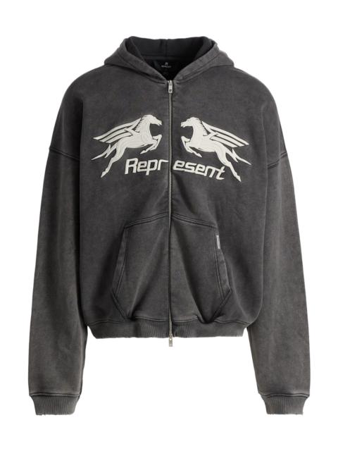 REPRESENT Men's Pegasus Cotton Zip-Front Hoodie - Vintage Grey