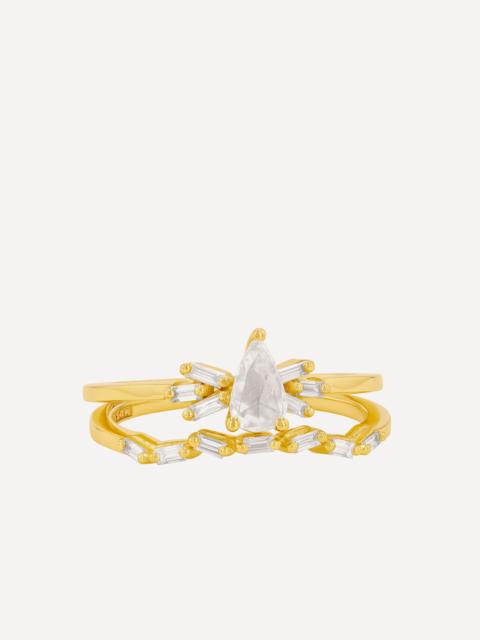 SUZANNE KALAN 14ct Gold Rose Cut Pear Diamond Engagement Ring