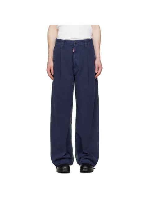 DSQUARED2 Blue Re-Worked Colorblock Easy Zoot Trousers