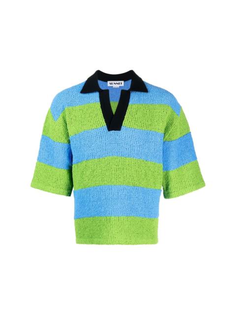 SUNNEI striped knitted polo shirt