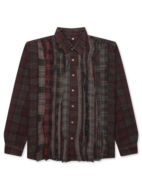 NEEDLES OVER DYED RIBBON SHIRT - BROWN