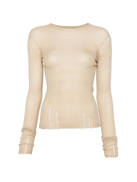 UMA WANG Uma Wang Ribbed Frayed Top