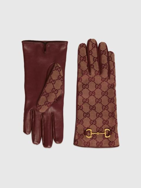 GUCCI GG canvas gloves with Horsebit