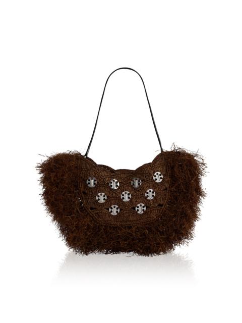rabanne Fur Shoulder Bag With Fringe brown
