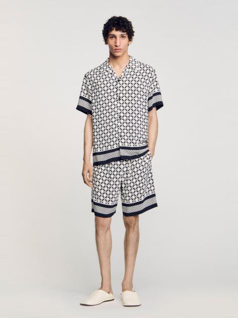 Sandro SQUARE CROSS MOTIF FLOWING SHIRT