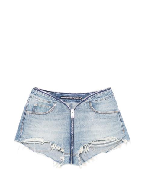 Alexander Wang distressed zip denim shorts