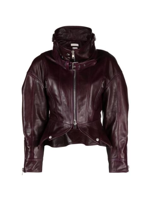 Alexander McQueen peplum leather jacket