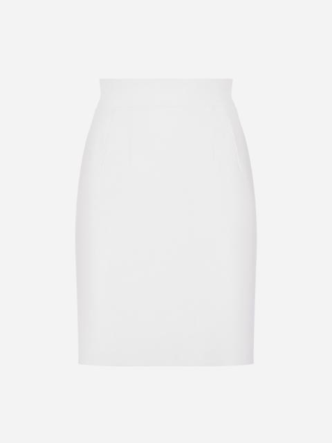 Straight-cut wool midi skirt