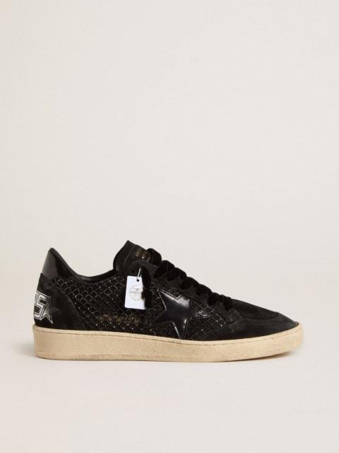 Golden Goose Women’s Ball Star in mesh with Swarovski crystals and black laminated leather star and heel tab