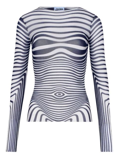 Jean Paul Gaultier long-sleeve morphing-stripes top