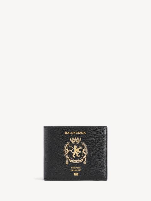 BALENCIAGA Men's Passport Square Folded Wallet in Black