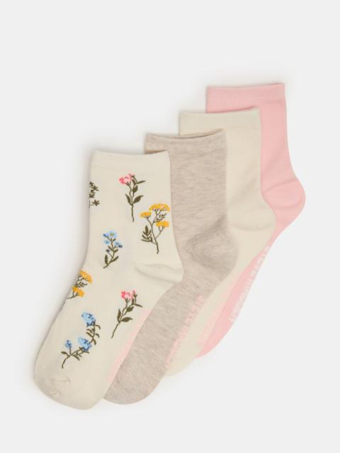 STEVE MADDEN 4 BLOOM PACK FLOWER SOCKS IVORY MULTI