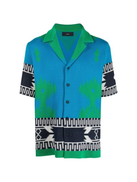 patterned intarsia-knit shirt