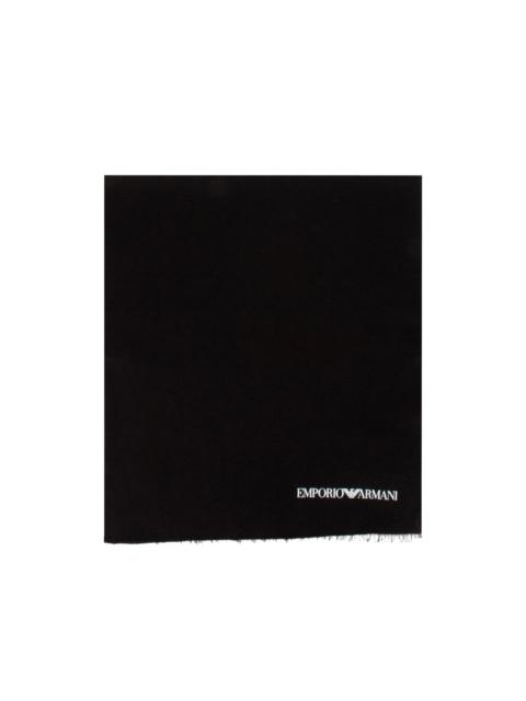 EMPORIO ARMANI logo-print frayed scarf