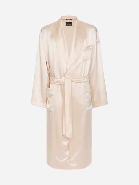 Dolce & Gabbana Silk satin robe with metal DG logo