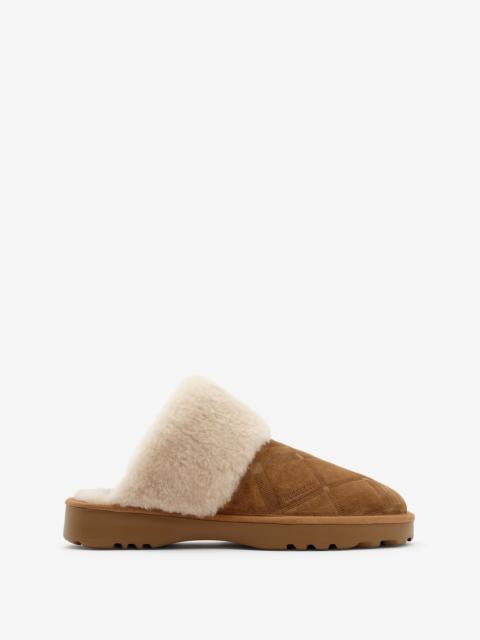 Burberry Check Shearling Flint Slippers