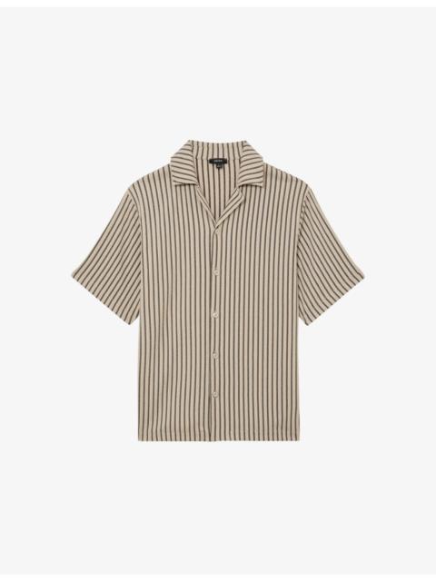 REISS Griff Cuban-Collar Striped Stretch-Woven Shirt