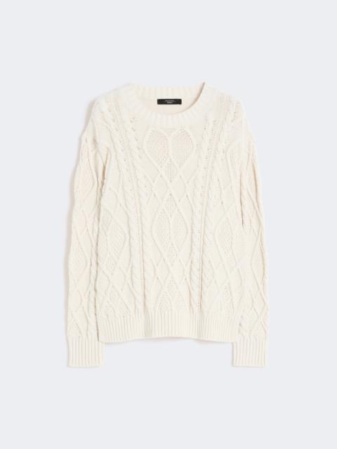 WEEKEND Max Mara Cable and diamond-knit cotton sweater - ECRU