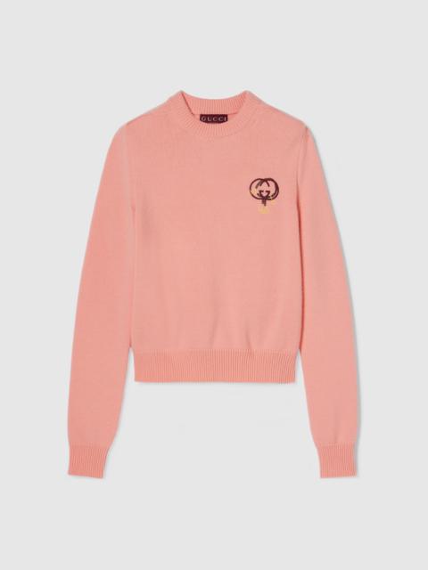 GUCCI Wool cashmere sweatshirt with embroidery