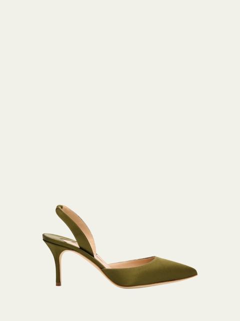 Manolo Blahnik 70mm Carolyne Satin Slingback Pumps