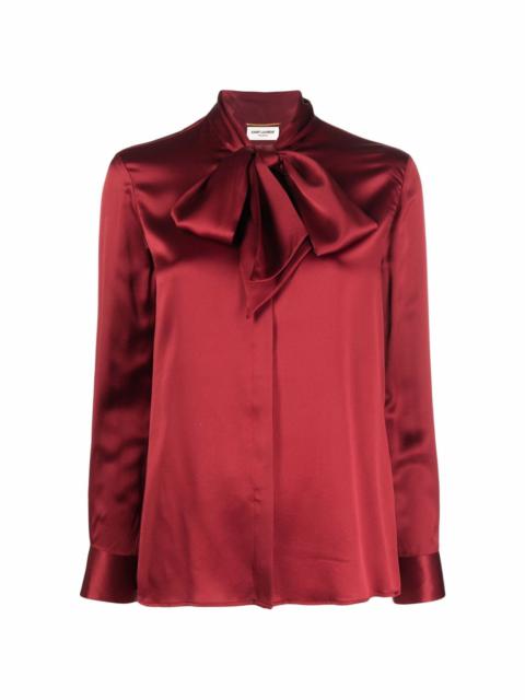 long-sleeve pussy-bow blouse