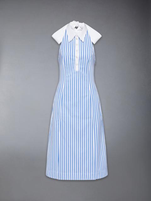 Thom Browne AWNING STRIPED POPLIN POLO HALTER DRESS