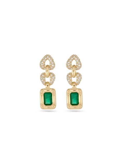 STONE AND STRAND Emerald Drop Earrings with Pave