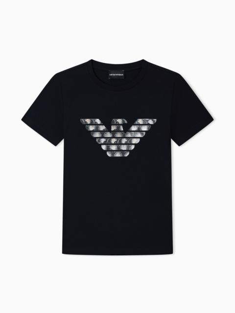 EMPORIO ARMANI ASV STRETCH-JERSEY SLIM-FIT T-SHIRT WITH OVERSIZED EAGLE PATTERN