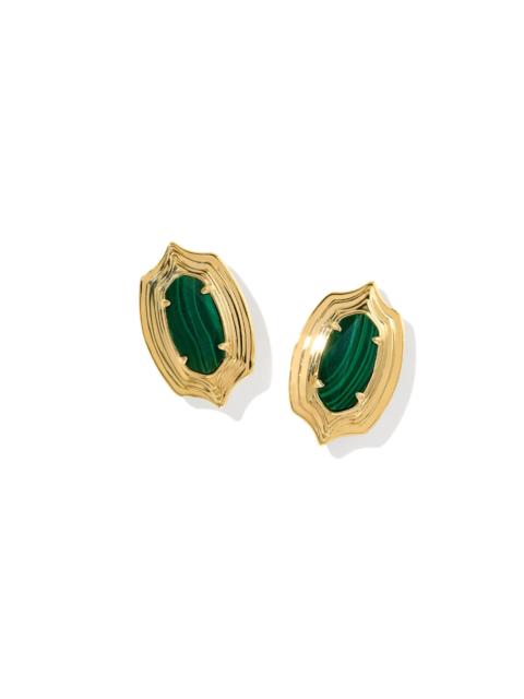 KENDRA SCOTT Ellie Stepped Frame Vintage Gold Stud Earrings