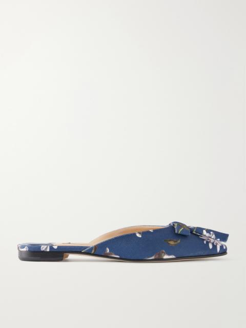 Manolo Blahnik + Emilia Wickstead Bow-embellished Floral-print Grosgrain Flats