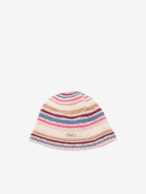 N°21 crochet-knit striped beanie hat
