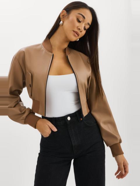 LAMARQUE EVELIN | Cropped Faux Leather Bomber Jacket