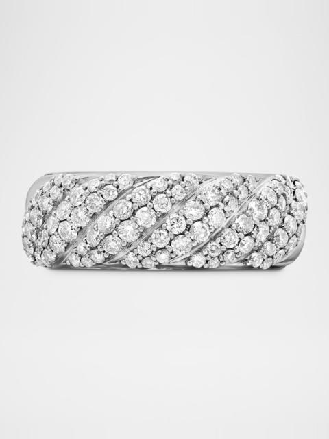 DAVID YURMAN Sculpted Cable Ring with Diamonds in Silver, 7.5mm