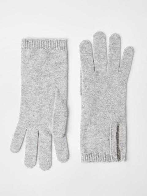 Brunello Cucinelli Cashmere knit gloves with monili