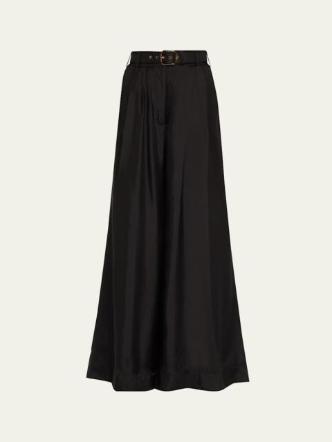 Zimmermann Belted Wide-Leg Silk Pants