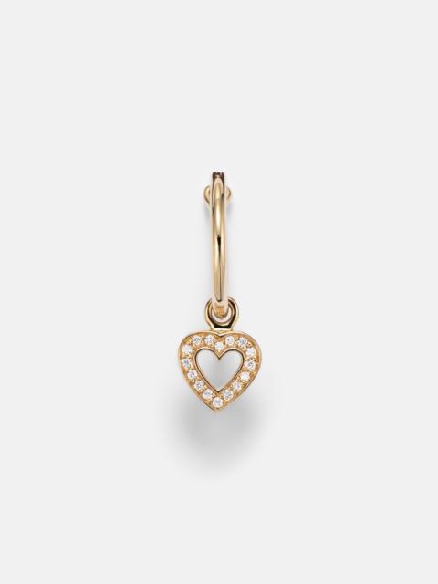 SOPHIE BILLE BRAHE Lettre De Mini Cœur 18kt gold single hoop earring with diamonds