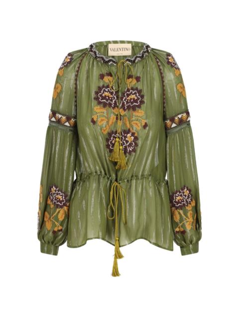 Valentino floral bead-embellished blouse