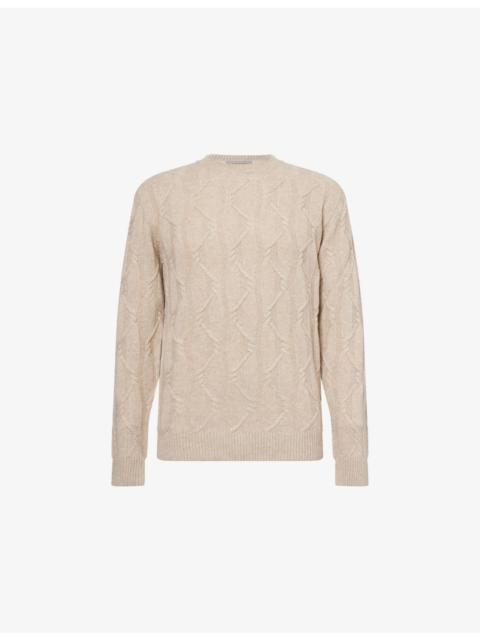 CORNELIANI Cable-Knit Crewneck Wool And Cashmere Jumper