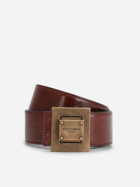 Mino calfskin belt with branded buckle