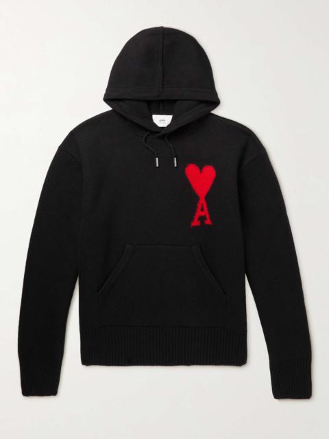 AMI Paris Intarsia-Knit Virgin Wool Hoodie