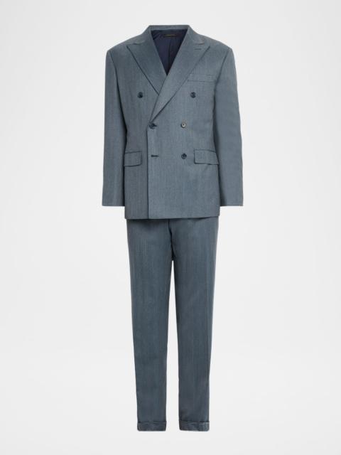 Brioni Men's Wool Plume Double-Breasted Suit