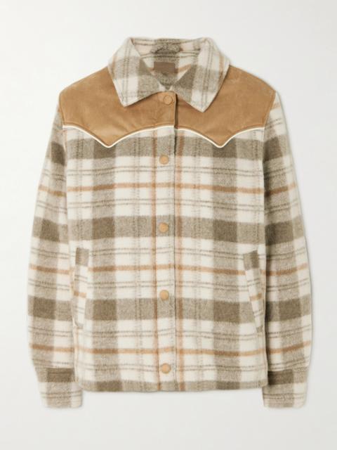 MOTHER After School Faux Suede-trimmed Checked Fleece Jacket