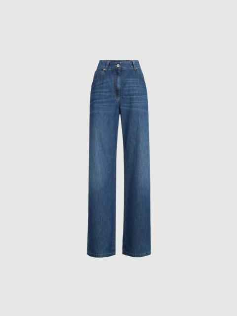 Brunello Cucinelli Lightweight denim baggy trousers with monili