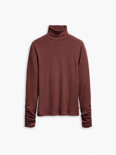 RUCHED TURTLENECK TOP