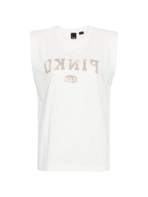 logo-print shoulder pads T-shirt