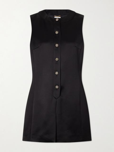 SAINT LAURENT Crystal-embellished Crepe Mini Dress