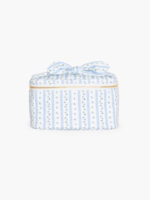 Hill House Home The Bow Top Quilted Cosmetic Bag - Blue Petal Stripe