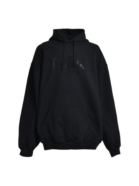 VETEMENTS Embroidered Logo Zip Up Hoodie Black | REVERSIBLE