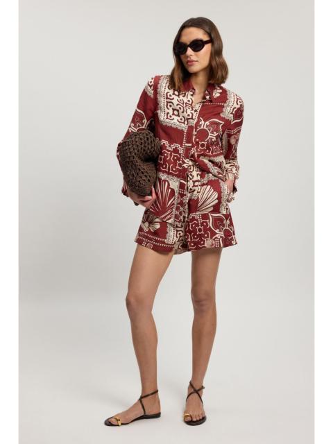 KAREN MILLEN Linen Viscose Tile Print Woven Short