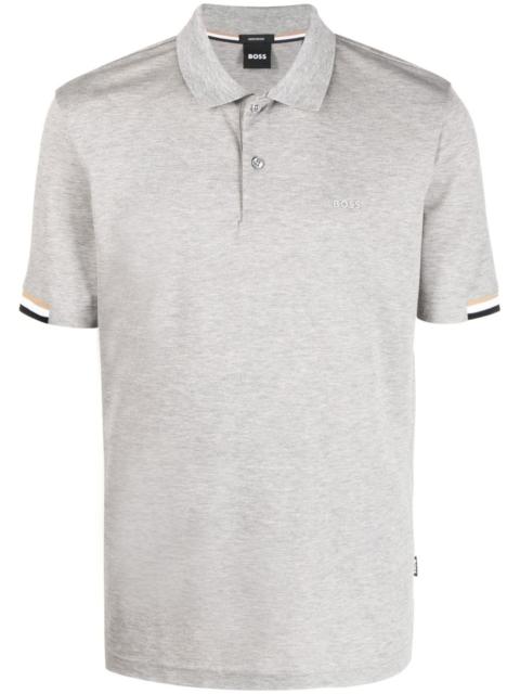 BOSS Stripe-collar Short Sleeved Polo Shirt